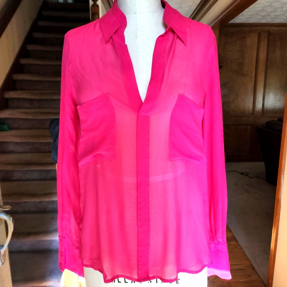 NWOT 10 Crosby Derek Lam Hot Pink Oversized Blouse
